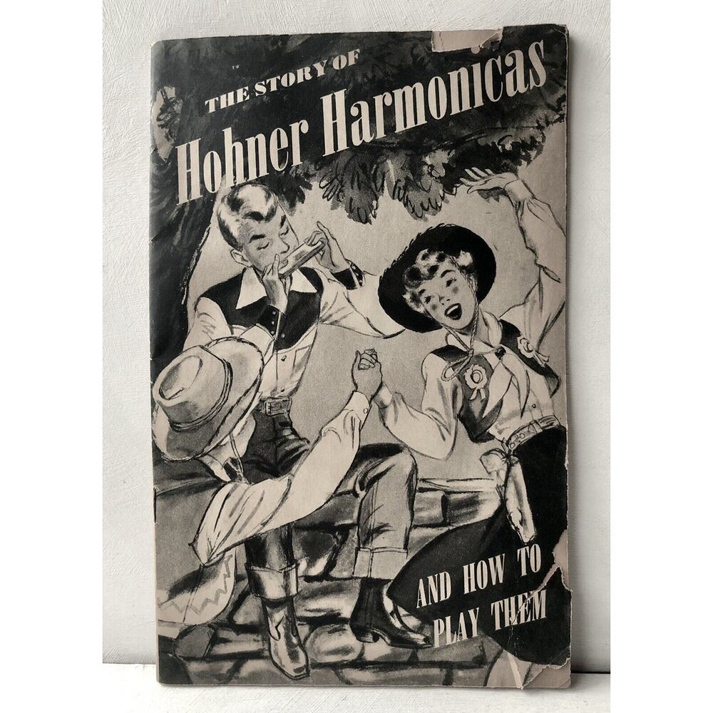 Vintage 1950 Hohner Harmonica Story Booklet Music Songs Cowboy Western Illustr.